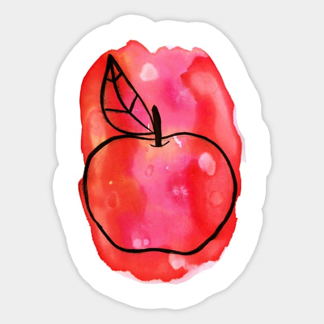 Red Apple Watercolor Sticker by saradaboru